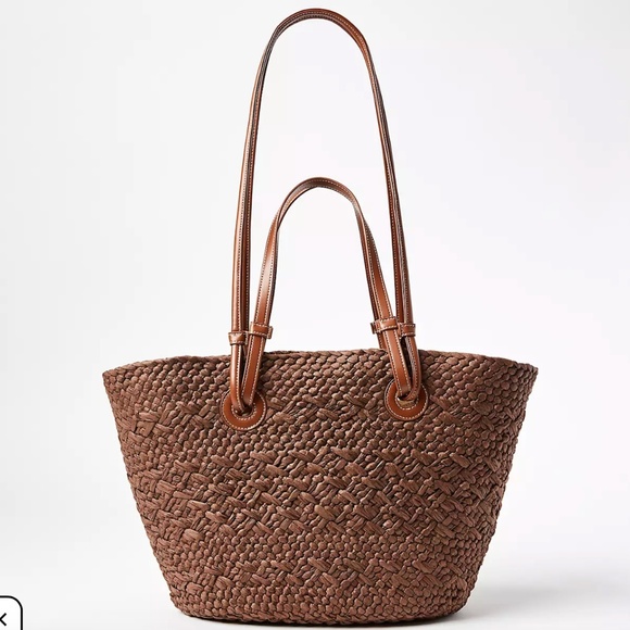 LOFT Beach Double Strap Straw Tote Bag - Picture 1 of 4